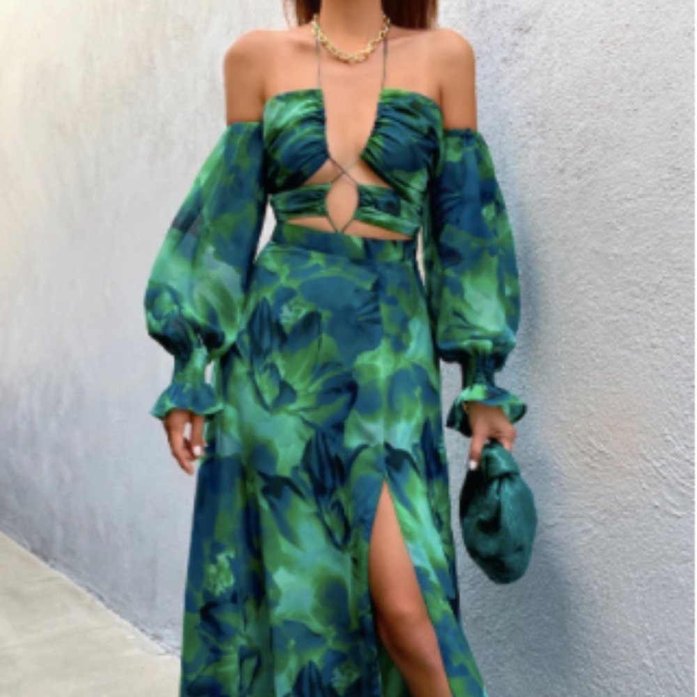 MAXI DRESS - GREEN FLORAL